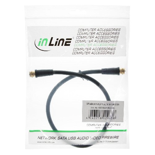 Naar omschrijving van 69350P - InLine SAT kabel premium,  2x afgeschermd, 2x F-stekker, >85dB, zwart, 0.5m