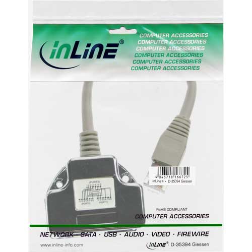 Naar omschrijving van 69932A - InLine ISDN poort verdubbelaar,  1x RJ45 Male naar 2x RJ45 Female, met kabel