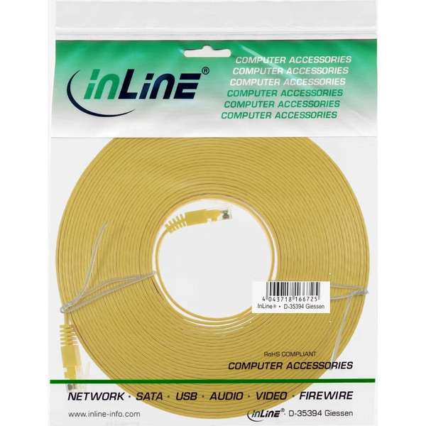 Naar omschrijving van 71600Y - InLine Platte patchkabel,  UTP, Cat. 6, geel, 10m