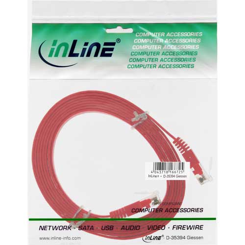Naar omschrijving van 71602R - InLine Platte patchkabel,  UTP, Cat. 6, rood, 2m