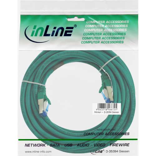 Naar omschrijving van 76800G - InLine Patchkabel Cat.6(A) S-STP/PiMF,  LSZH 500MHz, groen, 10m