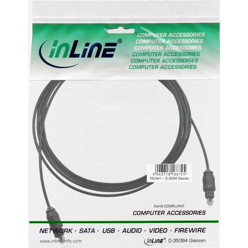 Naar omschrijving van 89921 - InLine Optische audiokabel,  Toslink M/M, 1m