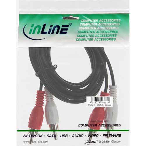 Naar omschrijving van 89938A - InLine Audiokabel,  2x Tulp M/M, 3m