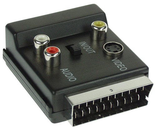 Naar omschrijving van 89959 - InLine Scart adapter,  Scart M/V naar 3x Tulp en S-VHS video