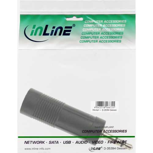 Naar omschrijving van 99303 - InLine Audio adapter,  3.5mm M naar 6.3mm V, stereo