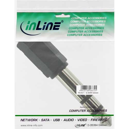 Naar omschrijving van 99305 - InLine Audio adapter,  6.3mm M naar 3.5mm V, stereo