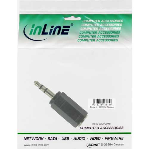 Naar omschrijving van 99309 - InLine Audio adapter,  2.5mm jack contraplug naar 3.5mm stekker, Stereo