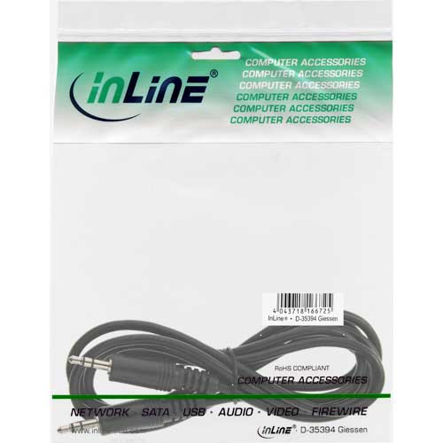 Naar omschrijving van 99936A - InLine  Klinke Kabel, 3,5mm Male/Male, Stereo, 3m