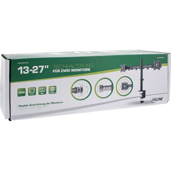 Naar omschrijving van 23104C - InLine Desktop Bracket for 2x TFT/LCD/LED up to 68cm 27