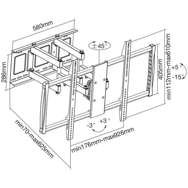 Naar omschrijving van 23111A - InLine TV Wall bracket, for TFT/LCD/LED/Plasma 152-254cm (60-100