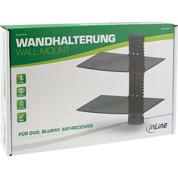 Naar omschrijving van 23151B - InLine Wall mount, for DVD, Bluray, Sat-Receiver, max 8kg, black