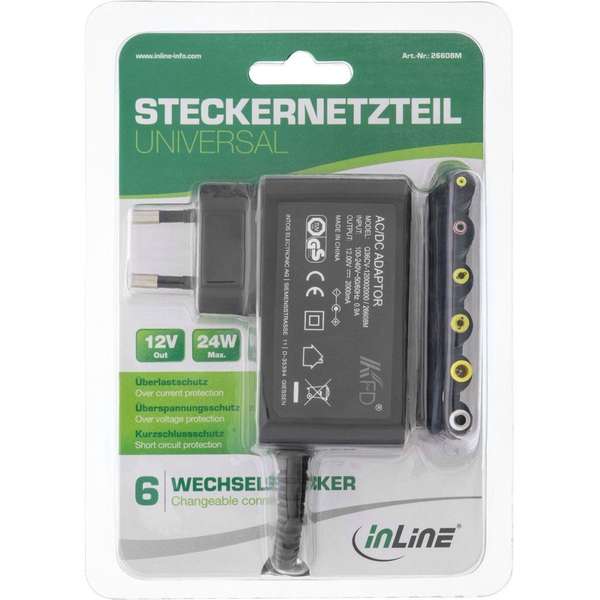 Naar omschrijving van 26608M - Universal power supply, 12V / 24W with 6 exchangeable plugs