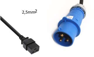 Naar omschrijving van AK5021-32A-3-55 - Power cord cee1 - c19 32A 3,55m 2,5mm kabel