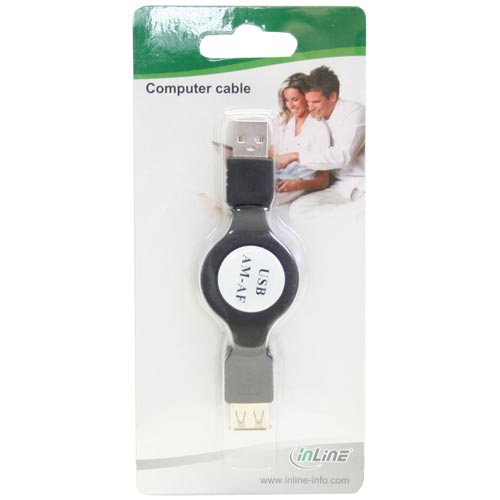 Naar omschrijving van 34705 - InLine USB kabel,  A stekker naar A socket, intrekbaar, 1.2m