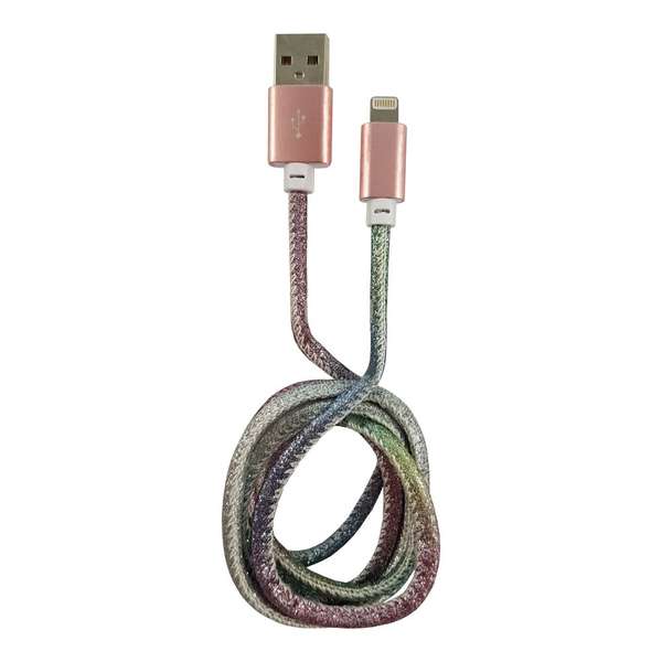Naar omschrijving van 31331D - LC-Power USB A to Lightning cable, disco glitter, 1m