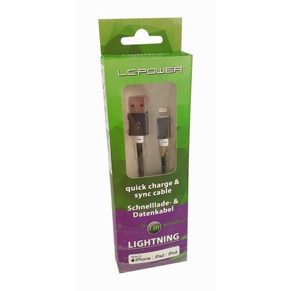 Naar omschrijving van 31331E - LC-Power USB A to Lightning cable, camouflage green, 1m
