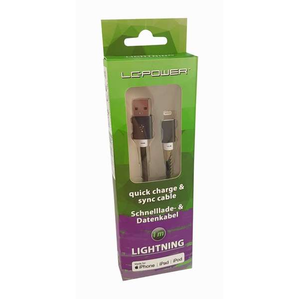 Naar omschrijving van 31331E - LC-Power USB A to Lightning cable, camouflage green, 1m