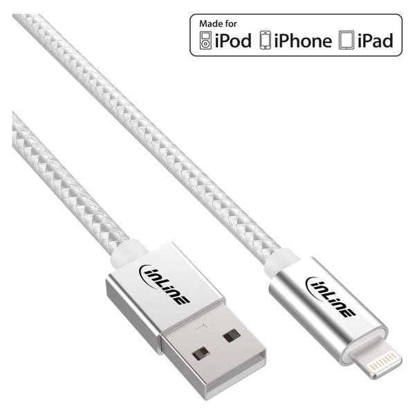 Naar omschrijving van 31422A - Connection Cable Plug Type-A to Apple Lightning, silver, 2m