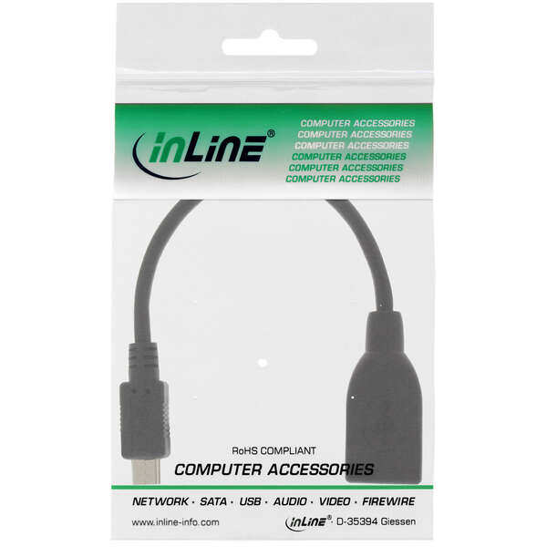 Naar omschrijving van 31606 - InLine Micro-USB OTG Adapter cable, Micro-B plug to USB A socket, 0.10m