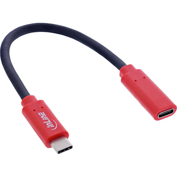 Naar omschrijving van 31654 - InLine USB data blocker, USB-C plug to socket adapter cable, 0.2 m, 240 W PD