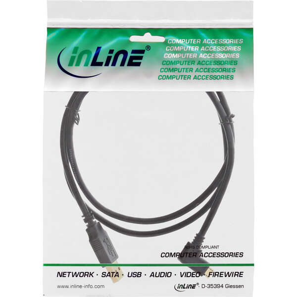 Naar omschrijving van 31715T - InLine Micro USB 2.0 Cable USB Type A male / Micro-B male, angled, black, 1.5m