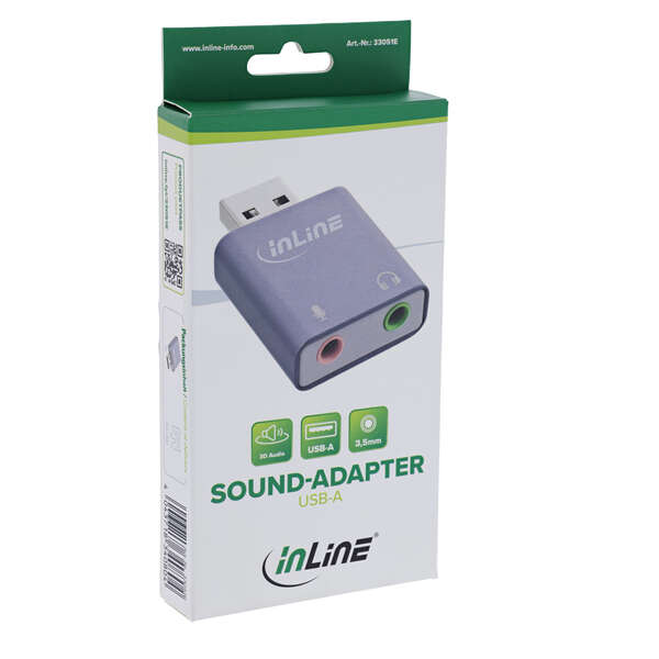Naar omschrijving van 33051E - InLine® USB audio sound adapter, USB-A