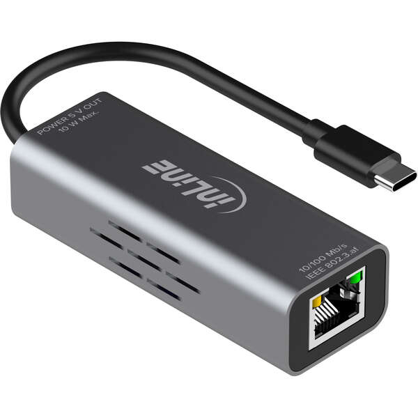 Naar omschrijving van 33380J - InLine USB-C to RJ45 PoE adapter, with overvoltage protection