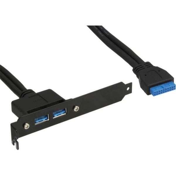 Naar omschrijving van 33390C - InLine Slot bracket, 2x USB 3.0 A female to internal mainboard plug, 0.5m