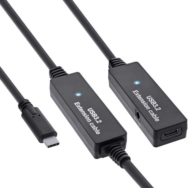 Naar omschrijving van 35655C - InLine USB 3.2 Gen.1 active extension, USB-C male to USB-C female, 10m
