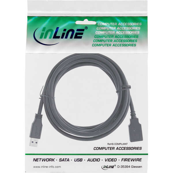 Naar omschrijving van 35665 - InLine USB 3.2 Gen.1 cable, USB-A male / female, 5m