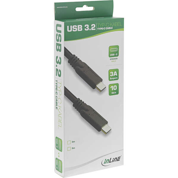 Naar omschrijving van 35703A - InLine USB 3.2 Gen.2 Cable, USB Type-C male/male, black, 3m