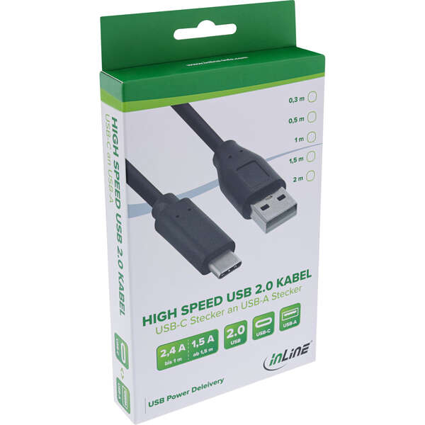 Naar omschrijving van 35735 - USB 2.0 Cable, USB-C male / USB-A male, black, 5m