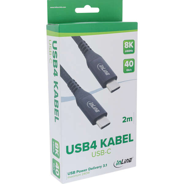 Naar omschrijving van 35902A - InLine® USB4 Cable, USB-C male/male, 8K60Hz, black, 2m