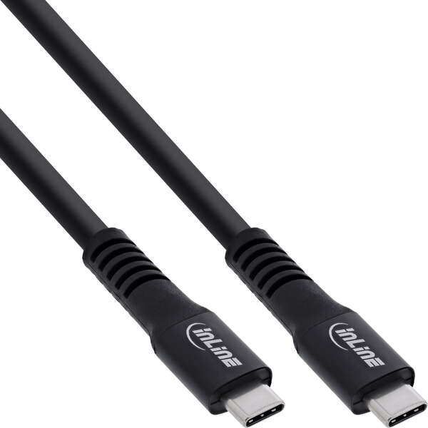 Naar omschrijving van 35937A - InLine USB4 cable, USB-C male/male, 4K 60Hz, 60W, TPE/aluminium, black, 7,5m