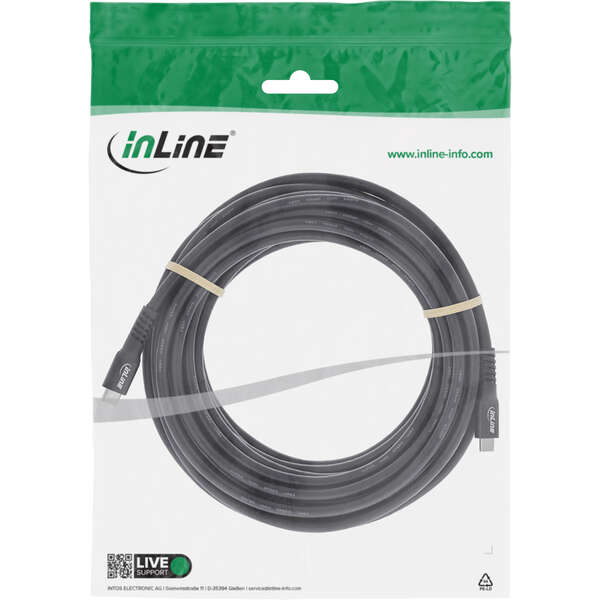 Naar omschrijving van 35937A - InLine USB4 cable, USB-C male/male, 4K 60Hz, 60W, TPE/aluminium, black, 7,5m