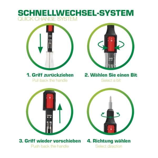 Naar omschrijving van 43090 - InLine Ratchet screwdriver 10in1 mini, with bit quick change system
