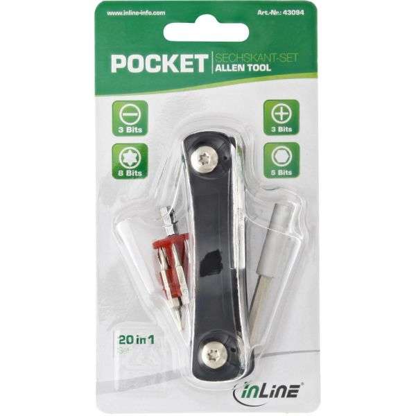 Naar omschrijving van 43094 - InLine Pocket Allen screwdriver set with bit holder 20in1