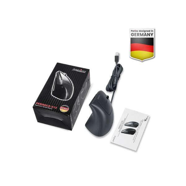 Naar omschrijving van 57144H - Perixx PERIMICE-513 C Vertical Ergonomic Mouse, USB-C, Black, Right-Handed