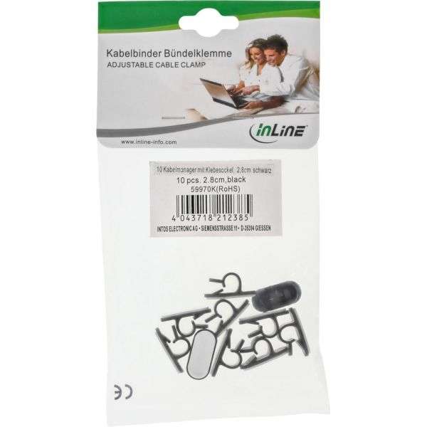 Naar omschrijving van 59970K - InLine 10 pcs. Bag Cable Manager with adhesive Tape 2.8cm black