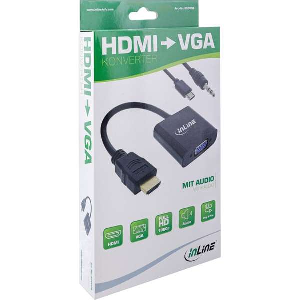 Naar omschrijving van 65003B - InLine Converter Cable HDMI to VGA, with Audio 0,10m