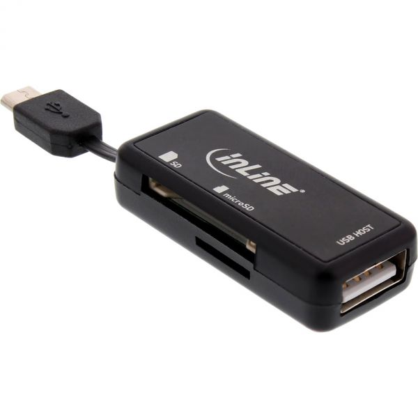 Naar omschrijving van 66776 - InLine OTG Card reader Dual Flex, for SD and microSD, with USB port and 2 card slots