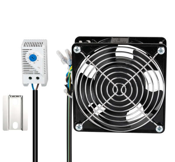 Naar omschrijving van 691664-1 - Complete built-in fan set for wall-mounted housing  incl. Thermostat and connection cables