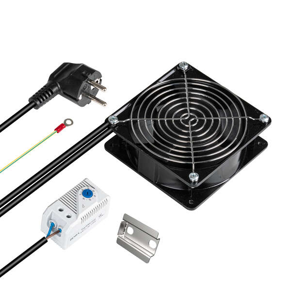 Naar omschrijving van 691664-1 - Complete built-in fan set for wall-mounted housing  incl. Thermostat and connection cables