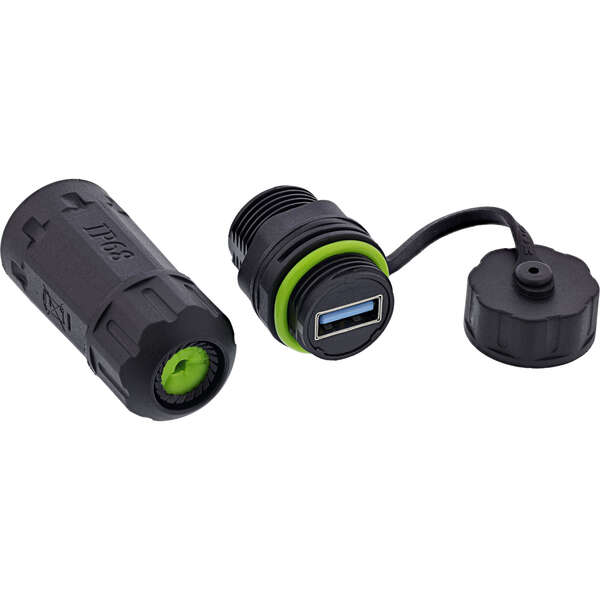 Naar omschrijving van 69927Q - InLine® USB-A coupler, short, IP68, 2x USB-A socket, shielded