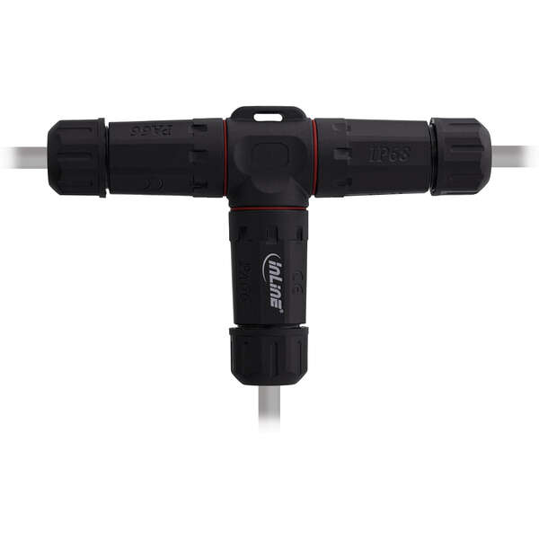 Naar omschrijving van 69927U - InLine Mains coupler, IP68, 3-pin, 3-way, M20, black