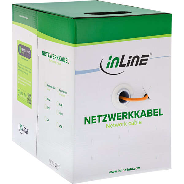 Naar omschrijving van 70550 - InLine Solid Installation Cable 250MHz S/STP Cat.6 CU AWG23 halogen free 50m