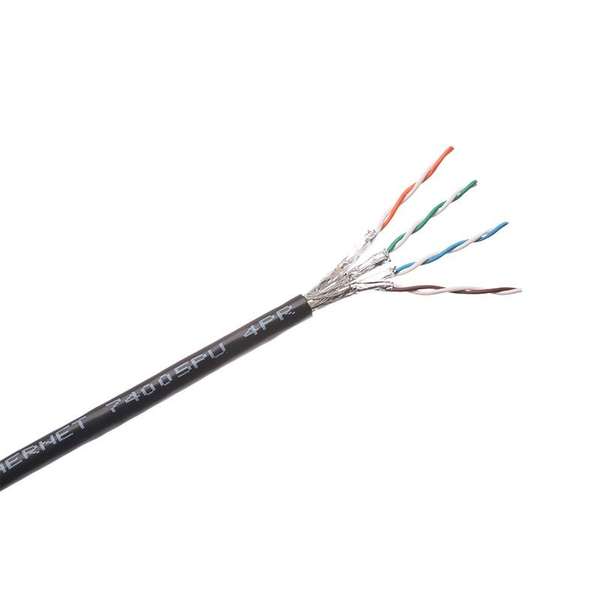 Naar omschrijving van BEL-74005PU-500 - Ind. flex S/FTP Cat.7 PUR  Belden 74005PU zwart 500 meter