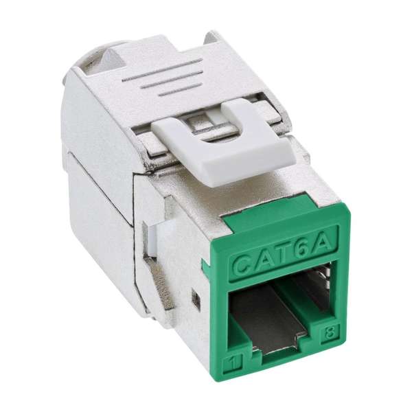 Naar omschrijving van 76207G - 8 stuks Pack InLine Keystone RJ45 jack, shielded, Cat.6A, green
