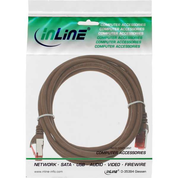 Naar omschrijving van IS6BR030 - InLine Patchkabel,  S-STP/PiMF, Cat. 6, bruin, 3m