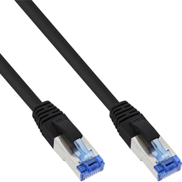 Naar omschrijving van 76821S - InLine Patch Cable S/FTP PiMF Cat.6A halogen free 500MHz black 0.25m